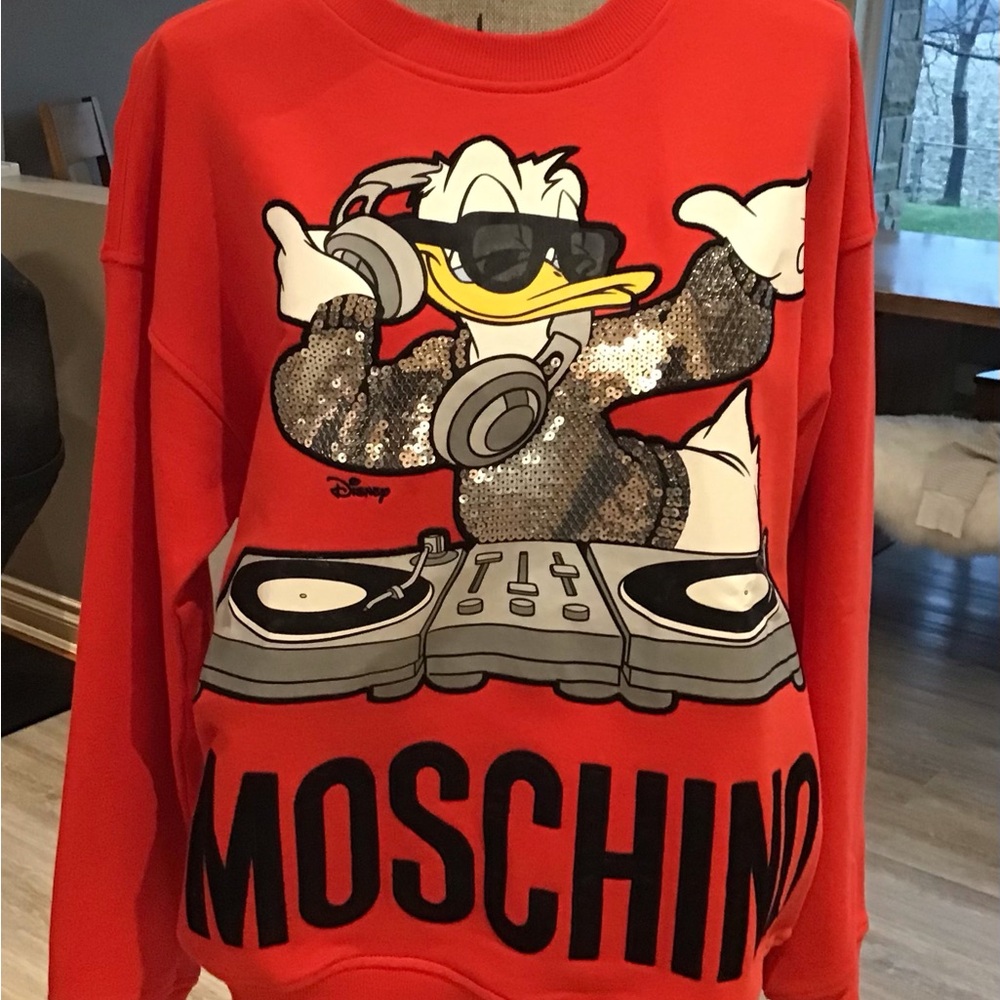 Moschino Red Donald Duck DJ Sweatshirt